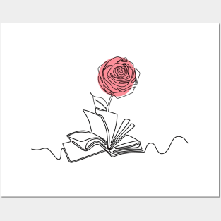 Rose Flower growing from book Posters and Art